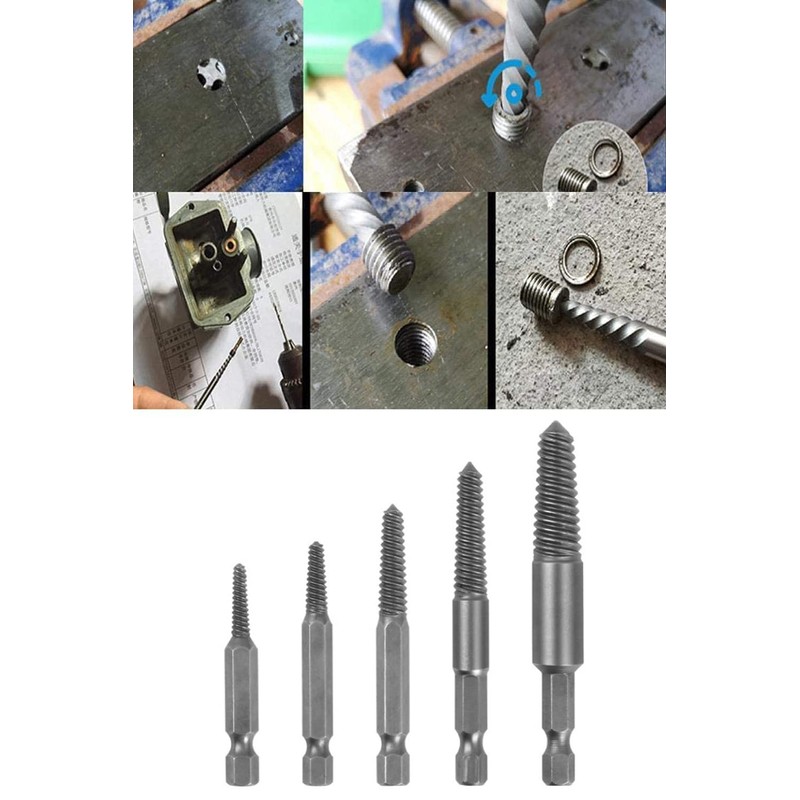 YFFSFDC Screw Extractor, Set of 5, Screw Removal, Broken Screws,