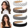 4 Pack Wide Satin Padded Headbands for Women, No-Slip Hair