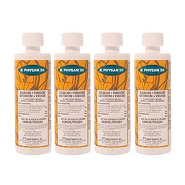 Hydrofarm Physan 20 Disinfectant Fungicide Virucide Algaecide Concentrate Cleaner for Hard Surfaces, Plants, Exteriors, Fountains, 16 Ounces (4 Pack)