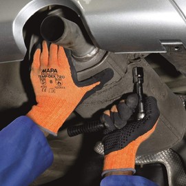 MAPA Professional TempDex 720 – Nitrile Thermal Gloves, Resistant to Cuts, Used in the Rubber/Ceramics Industry and Mechanical Industry, Orange, Size 9, (1 Pair) Protective Thermal Gloves, 9 (Large)