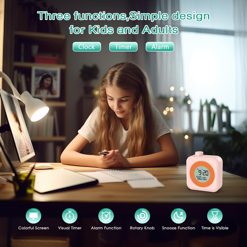 ORIA Digital Visual Timer, 60-Minute Pomodoro Timer with LCD Screen,