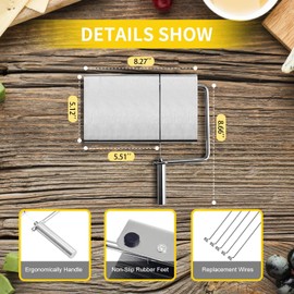 ENLOY Cheese Slicers With Wire, Cheese Cutters for Block Cheese with 5 Replacement Wires, Stainless Steel Cheese Slicers for Butter Cutter Food Slicer