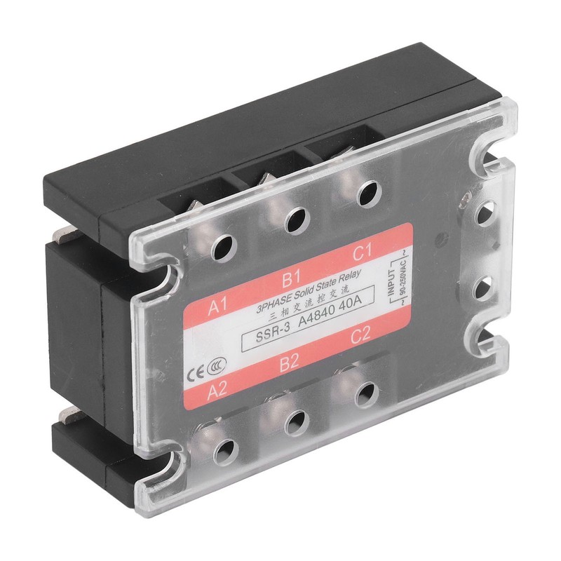 3 Phase Solid State Relay 40A LED Indicator Transparent Cover
