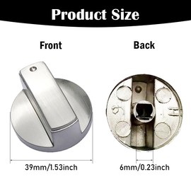 Huanfeimo 4 PCS Gas Hob Knobs Replacements 6mm Metal Brushed Gas Cooker Hob Switch Universal Gas Stove Knobs Silver Control Switch Knobs for Various Oven Gas Hob