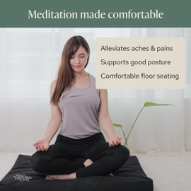 Mindful & Modern Zabuton Meditation Mat - Cotton Filled Yoga and Meditation Pad - Zabuton Meditation Cushion for Kneeling and Sitting Support - Large Rectangular Sitting Floor Pillow for Bench or Zafu