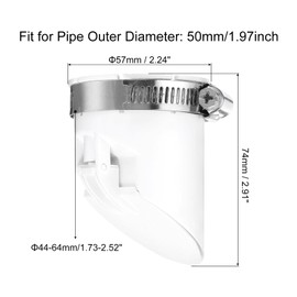 sourcing map PVC Sewer Backflow Preventer, Anti-Odor Core for 50mm/2inch OD Horizontal Tube in Sewage Tanks, White