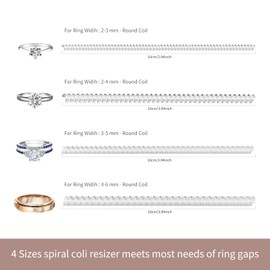 Ring Sizers for Loose Rings - 12 Pack, 4 Sizes Ring Resizer, Invisible Guards Design for Women & Men, Spacers and Tighteners, Fits Bands Up to 6mm, Reduces Size by 0.5-1.5, by Ottemax