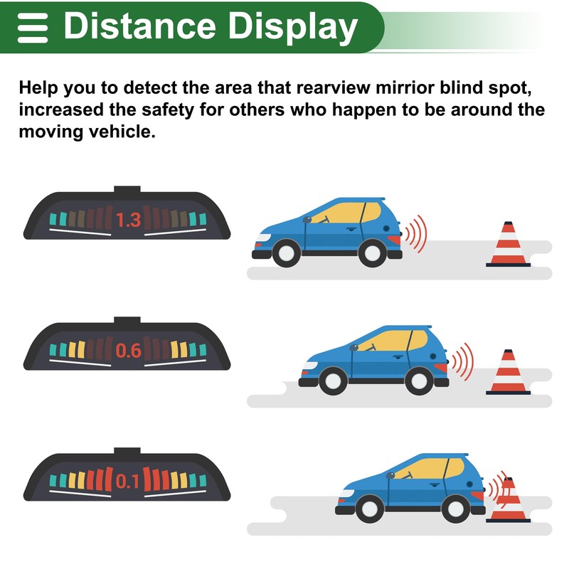 Motoforti Auto Vehicle Reverse Backup Radar System Reverse Parking Sensors