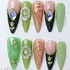 100% 5D Handmade Press on Nails with Charms Long Stiletto