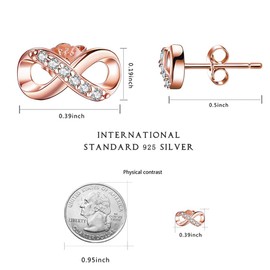 CRYSLOVE Infinity Earrings for Women Girls 925 Sterling Silver Cubic Zirconia Sign Infinity Stud Earrings Jewellery Gift for Birthday, Sterling Silver, Cubic Zirconia