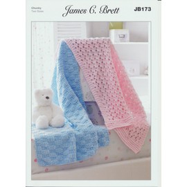 James C Brett Chunky - JB173 Baby Blankets 2 sizes