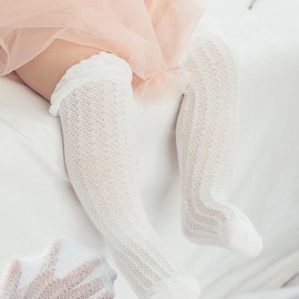 VICASKY 3pairs Long Socks Breathable Summer Socks for Years Old Girls Soft and Comfortable Mesh Design and Non-slip for Hot Weather