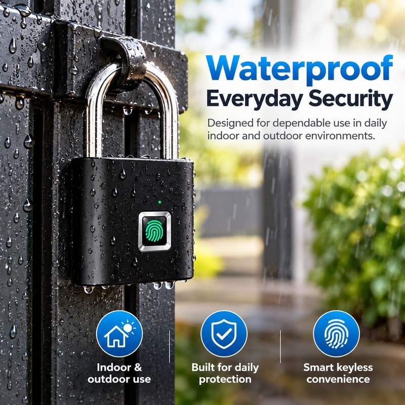 Fingerprint Padlock for Keyless Access – Rechargeable Zinc Alloy Lock