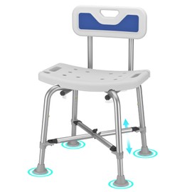 Adjustable Small Stool Shower Chair for Seniors Elderly Handicap Disabled Bariatric Adults Or Women with Back Heavy Duty 500 Lbs Bench Seat for Inside Shower Stall Bathroom Bath Tub Seats Chairs