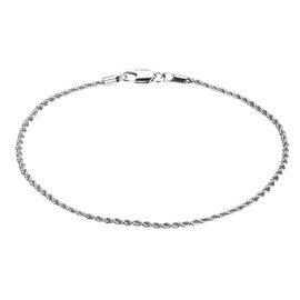 kelistom 18K Gold/White Gold Plated Rope Chain Anklet, 3mm Stainless Steel Ankle Bracelets for Women and Men, 9 10 11 inches