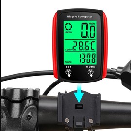 Bicycles Odometer and Speedometer, Wired Waterproof Cycle Bike Computer with LCD Display Waterproof Speedometer for Bike zzhugyin (Red)