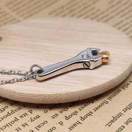 YSAHan Wrench Tool Urn Necklace for Ashes Spanner Cremation Jewelry Gold Heart Urn Pendant Locket Keepsake Memorial Necklace Engraved Grandpa, UR-23_Wrenches_Grandpa
