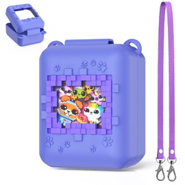 Silicone Cover Case for Bitzee Interactive Toy Digital Pet and Case,with Shoulder and Hand Strap, Protective Skin Sleeve for Bitzee Virtual Electronic Pets Accessories (Purple Case Only)