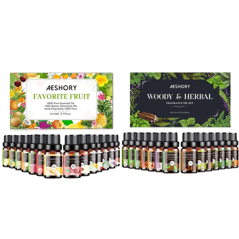 Aeshory Essential Oils Set -28x5ml Fruity & Woody & Herbal