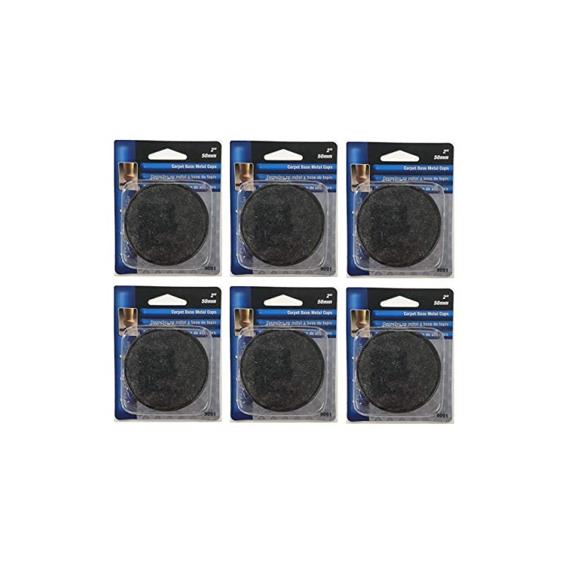 Shepherd 9091 2" Round Metal Carpet Base Caster Cups 4