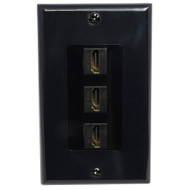 RiteAV - 3 Port HDMI 2.0 Decorative Wall Plate (Black)