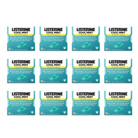 Listerine Cool Mint PocketPaks Portable Breath Strips for Bad Breath, Fresh Breath Strips Dissolve Instantly to Kill 99% of Bad Breath Germs* On-The-Go, Cool Mint, 24-Strip Pack (12 Units)
