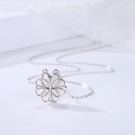 Angel's Closet Women's Necklace, Popular 4-Way Pendant, Jewelry, Gift Box Included, Lucky Quatrefoil Clover, Heart, Zircon, Akoya Shell Pearl, S925, Celebration, Birthday, Gift, Christmas, Popular,