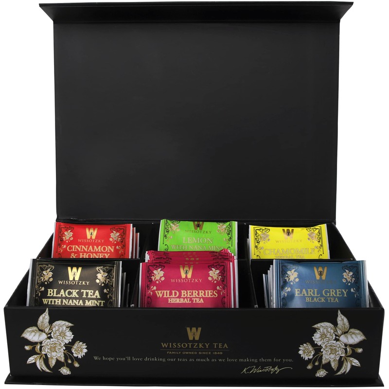 Wissotzky Artisinal Tea Chest Box, Assorted Flavors of Black &