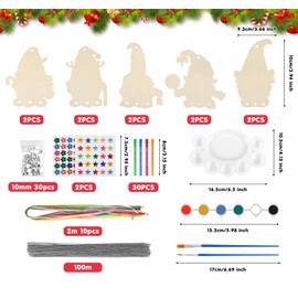10 Pcs Christmas Wind Chimes Craft Kit for Kids,5 Style Unfinished Wood Slice with Paint Set Ornaments with 6 Colorful & 2 Colorful Pens, DIY Wooden Ornaments Hanging Decorations for Xmas Tree Party