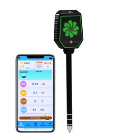 Soil Moisture Meter, 8-in-1 Bluetooth Soil Meter pH/EC/Fertility/Moisture/Salt/Light/Humidity/Temperature Monitoring with Data Logging and Calibration for Gardening, Farming, Indoor and Outdoor Plants