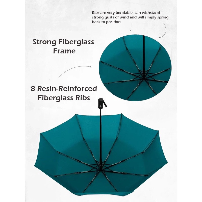 Windproof Travel Umbrella - Compact, Light, Full Automatic Open/Close -
