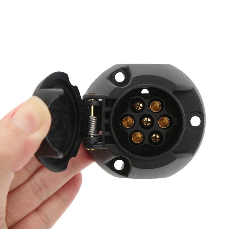 7 Pin Trailer Plug Socket with Gasket Bracket Kit Wiring