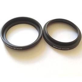 2pcs Size 34mm To 37mm Step Up Rings Video Camera Lens 34-37mm Filter Aperture Connect-ing Switch Adapter Circle Screws Photo Picture Fix Connector Adjust 34-37 Photograph-y Parts Accessories