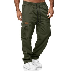 HOTake Men's Casual Jogger Sweatpants Pants Baggy Drawstring Workout Tactical for Men Medium Army Green