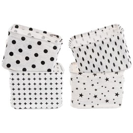 Fabric Storage Baskets, Pack of 4 Foldable Small Square Baskets Made of Canvas, Storage Containers, Storage Baskets, Organisers for Desk Storage and Household Organisation, 20 x 16 x 14 cm