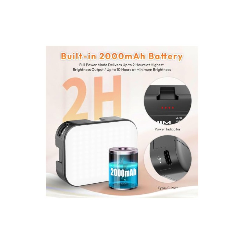 Ulanzi VL100X Luz de Selfie,Panel de Luz LED con Clip