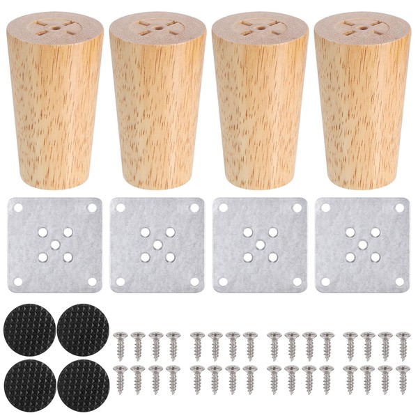 Zocipro Pack of 4 Wooden Furniture Feets, 8 cm Conical