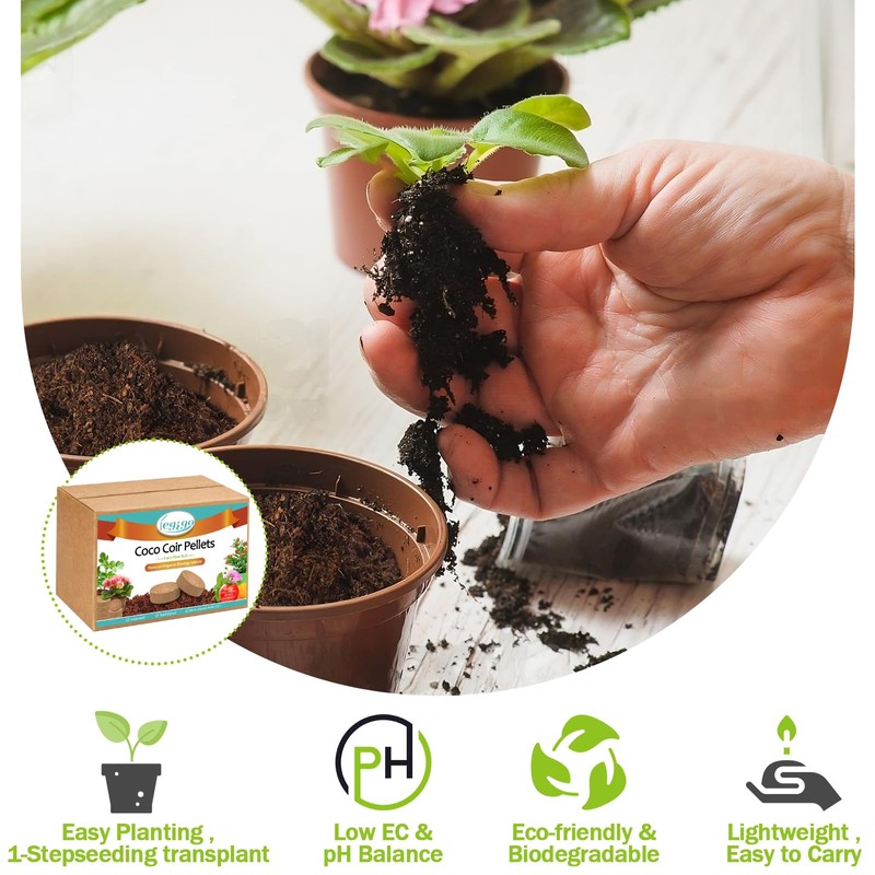 Legigo 100 Pcs 50mm Organic Coco Coir Pellets for Plants-