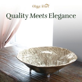 Decorative Gold Bowl by Objet D’Art, Emory Round Bowl for Living Room, Ottoman and Coffee Table, Trays for Candles, Liquor, and Centerpieces, Set of 2