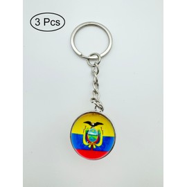 LLBFHH 3 Pcs Ecuador Flag Key Chain,Cool Keychain for Car Keys, Stainless Steel Keyrings & Keychains,Used for Home Decoration, Jewelry Hanging Decorations., Ecuador, 0.1