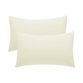 Pillow Cases 2 Pack Cream Pillow Covers 50X75CM Hotel Quality Poly Cotton (Cream, 2 Pillow Cases)