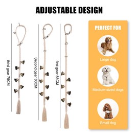 DONGKER Doorbells for Dogs, Adjustable Hanging Dog Bell for Potty Training, Cotton Dog Doorbell with 6 Extra Loud Bells for Small, Medium and Large Dogs