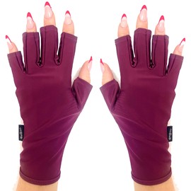 ManiGlovz - The Original UPF 50+ UV Light Protective Nail Gloves | Gel Manicure Gloves and Anti UV Fingerless Gloves for Women | Can be Used as Sun Protection Gloves for Driving | Bourdeux
