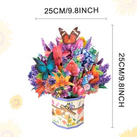 scicent Flower Pop Up Card Butterfly Birthday Card Floral Bouquet Birthday Card for Her Pretty Greeting Cards for Women Butterflies and Flowers Cards Gifts for Sister with Notecard - 31607