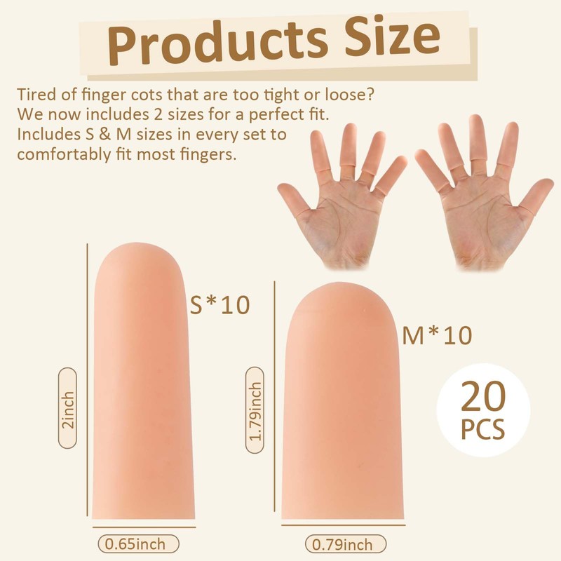 YIVCKOM Gel Finger Cots, Silicone Finger Protectors, Fingertip Bandages Band-aids