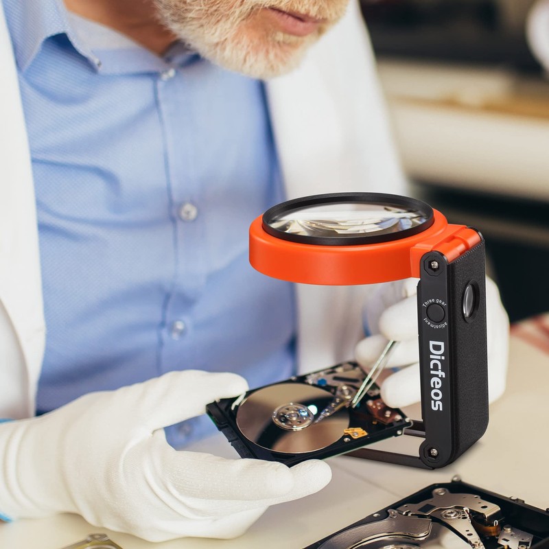 Dicfeos 30X 40X Magnifying Glass with Light and Stand, Non-Rechargeable,