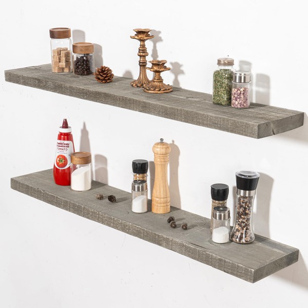 Fun Memories Floating Shelves for Wall Decor, 40"x8" Rustic Reclaimed