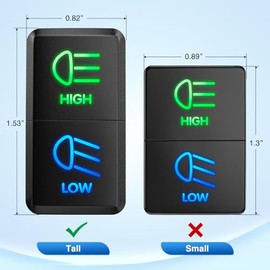Nilight Nilight High Beam & Low Beam Dual Push Button Switch 12V ON Off Switches with Connector Wire Kit 1.54" x 0.83" Replacement for Toyota Tacoma Tundra 4Runner FJ Cruiser Hilux Fortuner