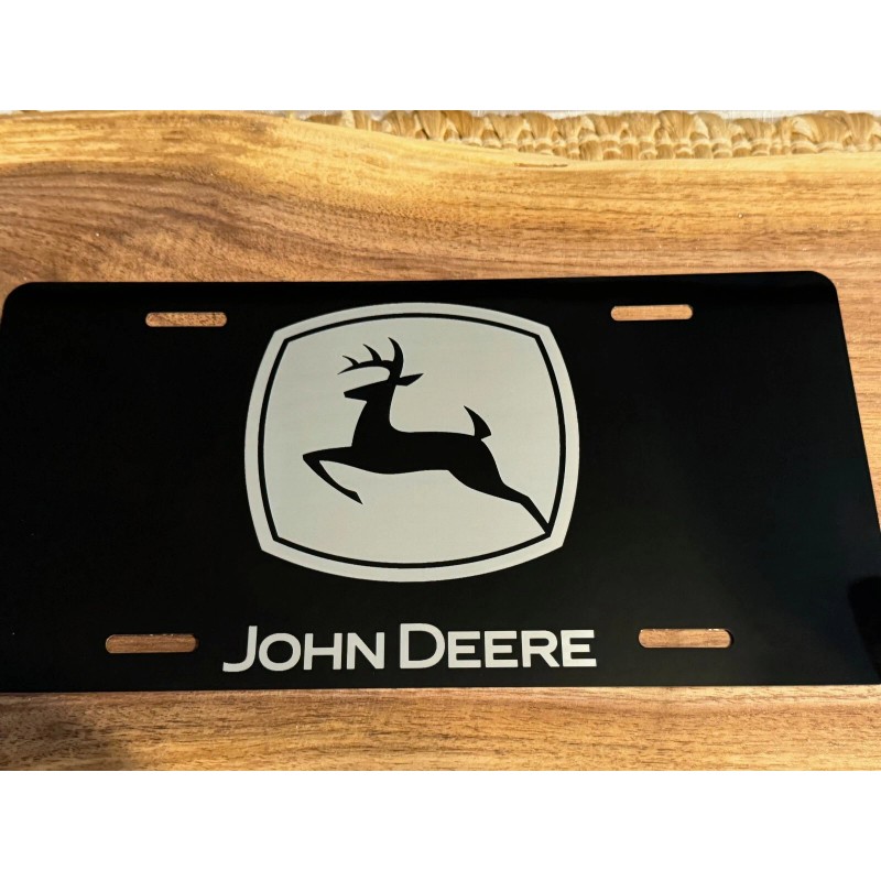John Deere Black Laser Engraved John Deere License Plate