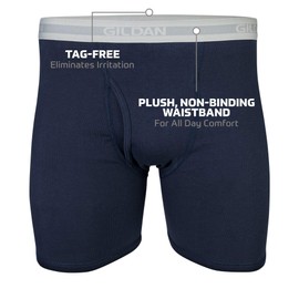 Gildan Men's Underwear Boxer Briefs, Multipack, Mixed Navy (10-Pack, Classic Length)